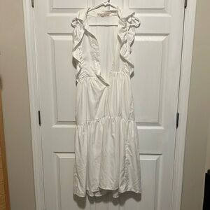 Grace White Ruched Tiered Sundress